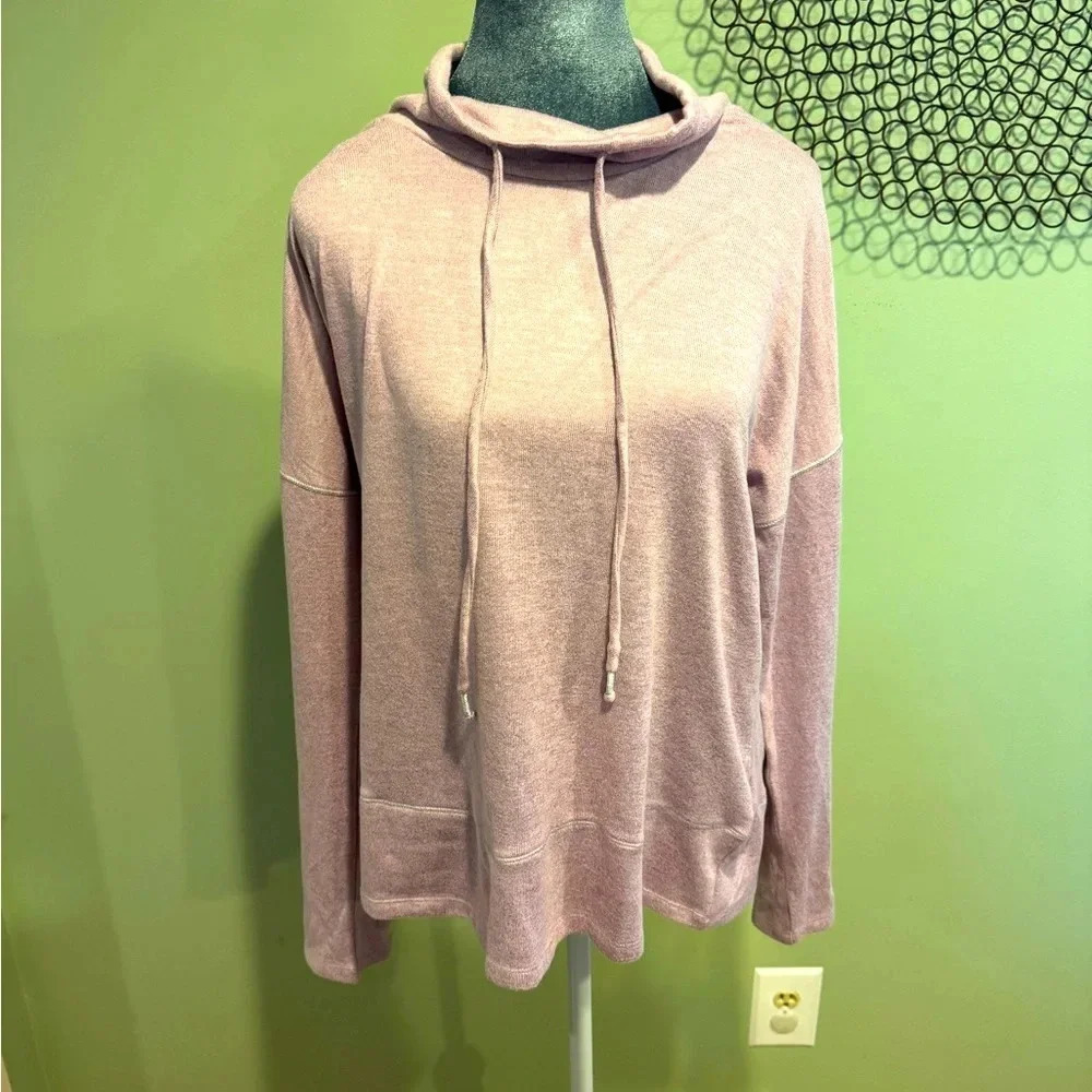 Ellen Tracy - Heather Rose drawstring mock neck long sleeve - Size Large